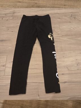 NWOT Disney‎ Minnie Girls Activewear Black Leggings Gold Minnie Accents Size 6